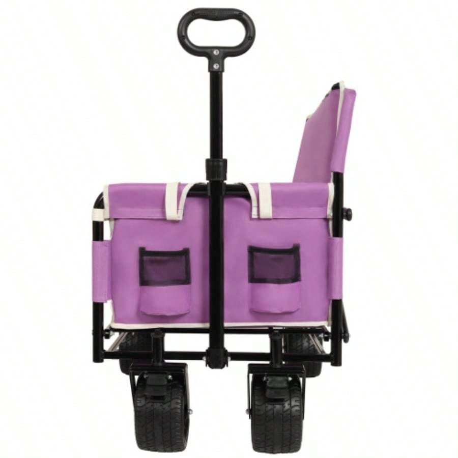 3 - in - 1 Convertible Folding Wagon Cart with Storage - 500lbs Heavy - Duty Utility Wagon, 180L Capacity All - Terrain Wheels Camping, Beach, Sports, Garden, purple