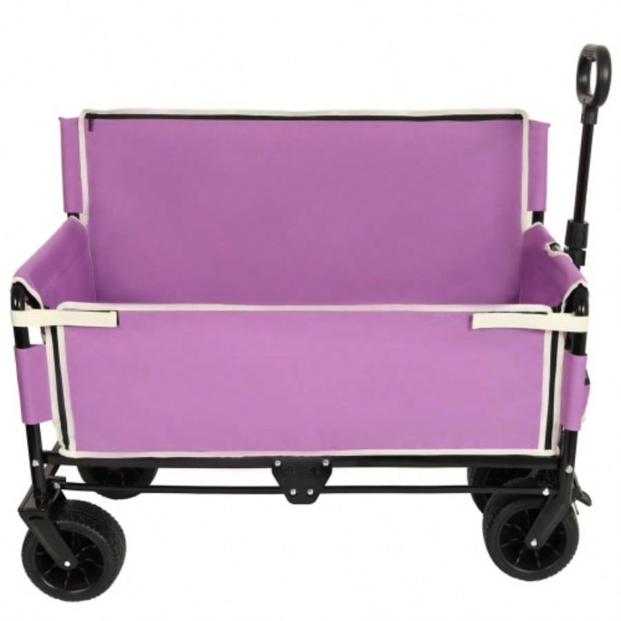 3 - in - 1 Convertible Folding Wagon Cart with Storage - 500lbs Heavy - Duty Utility Wagon, 180L Capacity All - Terrain Wheels Camping, Beach, Sports, Garden, purple