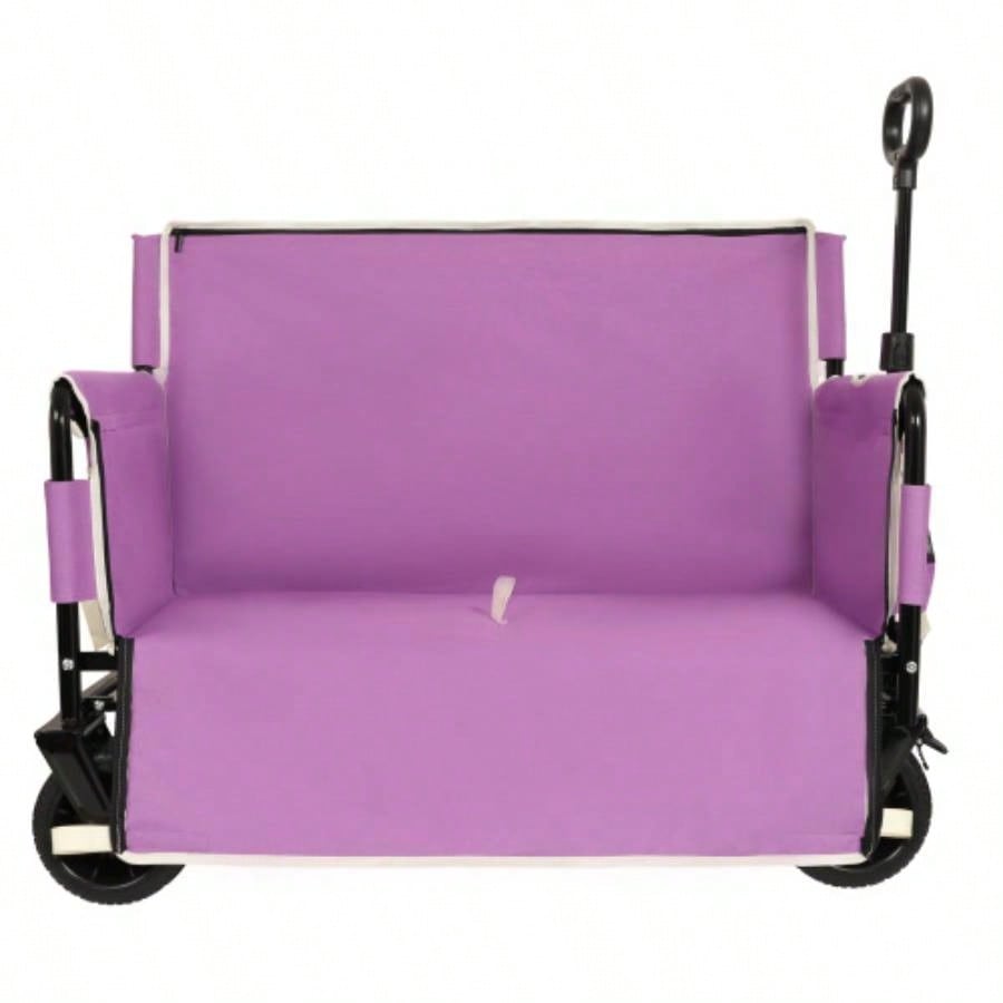 3 - in - 1 Convertible Folding Wagon Cart with Storage - 500lbs Heavy - Duty Utility Wagon, 180L Capacity All - Terrain Wheels Camping, Beach, Sports, Garden, purple