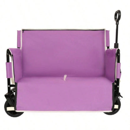 3 - in - 1 Convertible Folding Wagon Cart with Storage - 500lbs Heavy - Duty Utility Wagon, 180L Capacity All - Terrain Wheels Camping, Beach, Sports, Garden, purple