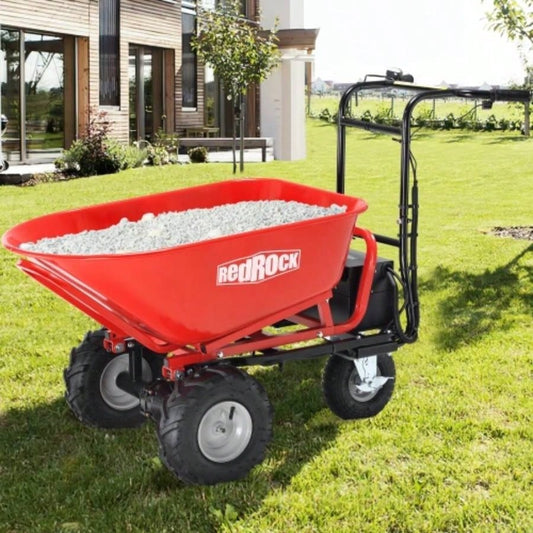 RedRock Wheelbarrow Utility Cart Powered Cart 48V28Ah 500W Capacity 500lbs 230kg Material Debris Hauler 1000lbs Towing