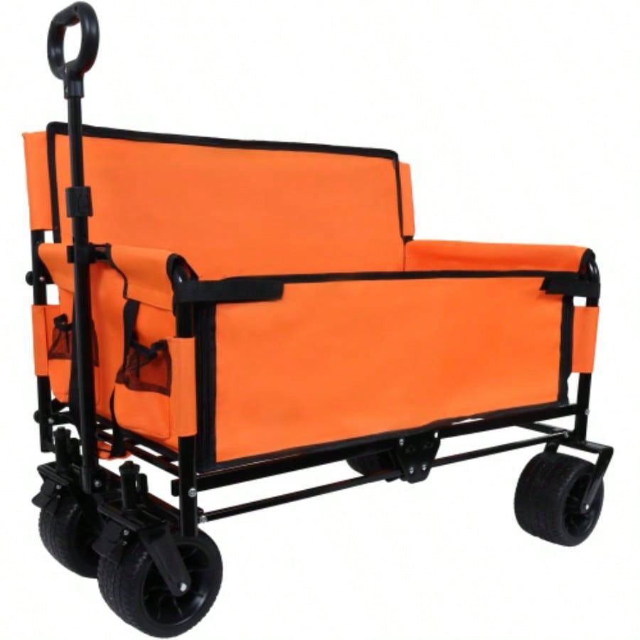 3 - in - 1 Convertible Folding Wagon Cart with Storage - 500lbs Heavy - Duty Utility Wagon, 180L Capacity All - Terrain Wheels Camping, Beach, Sports, Garden, purple