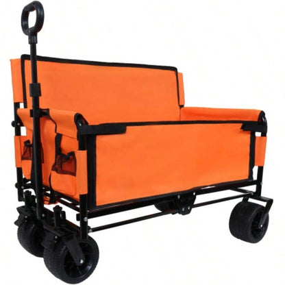 3 - in - 1 Convertible Folding Wagon Cart with Storage - 500lbs Heavy - Duty Utility Wagon, 180L Capacity All - Terrain Wheels Camping, Beach, Sports, Garden, purple