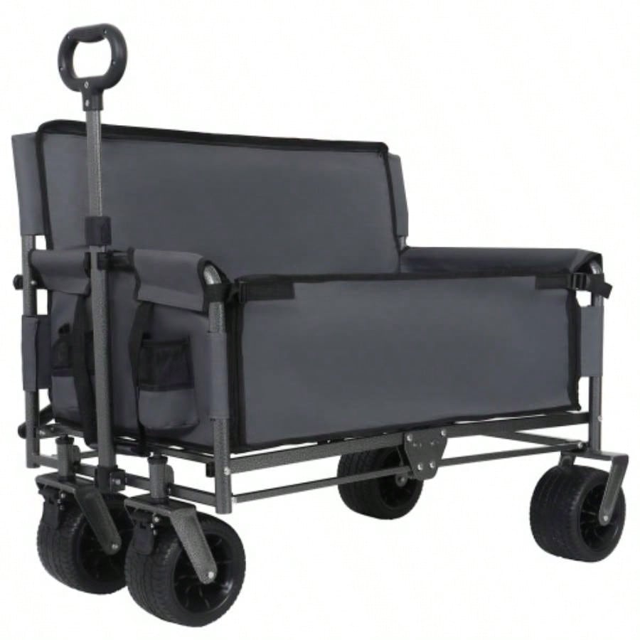 3 - in - 1 Convertible Folding Wagon Cart with Storage - 500lbs Heavy - Duty Utility Wagon, 180L Capacity All - Terrain Wheels Camping, Beach, Sports, Garden, purple