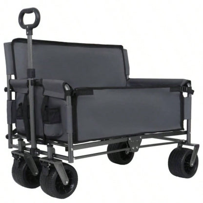 3 - in - 1 Convertible Folding Wagon Cart with Storage - 500lbs Heavy - Duty Utility Wagon, 180L Capacity All - Terrain Wheels Camping, Beach, Sports, Garden, purple