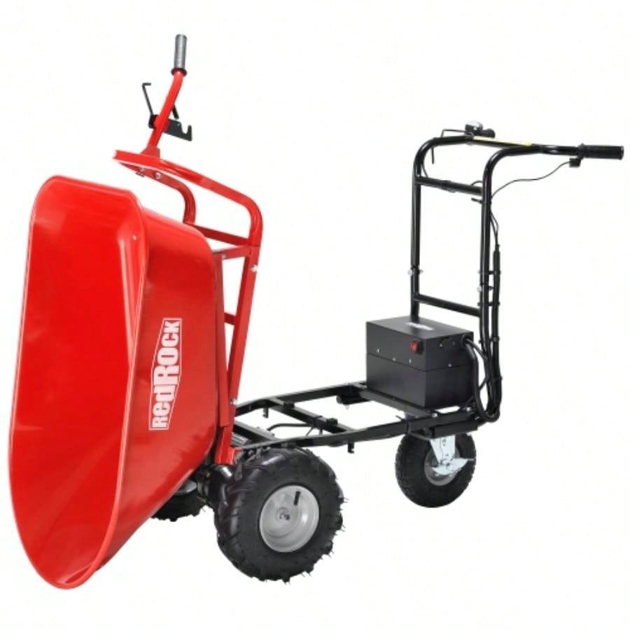 RedRock Wheelbarrow Utility Cart Powered Cart 48V28Ah 500W Capacity 500lbs 230kg Material Debris Hauler 1000lbs Towing