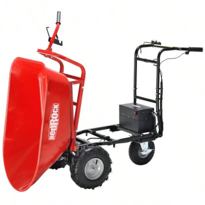 RedRock Wheelbarrow Utility Cart Powered Cart 48V28Ah 500W Capacity 500lbs 230kg Material Debris Hauler 1000lbs Towing