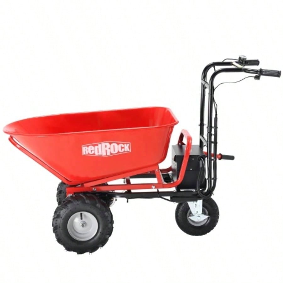 RedRock Wheelbarrow Utility Cart Powered Cart 48V28Ah 500W Capacity 500lbs 230kg Material Debris Hauler 1000lbs Towing