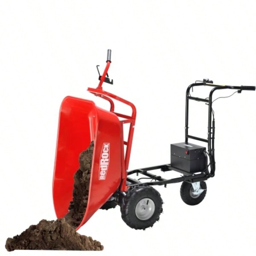 RedRock Wheelbarrow Utility Cart Powered Cart 48V28Ah 500W Capacity 500lbs 230kg Material Debris Hauler 1000lbs Towing
