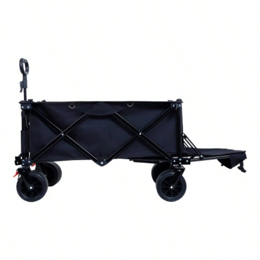 Foldable Wagon with Extended Tailgate, Waterproof Dustproof Resistant Wagon Rain Covers, Heavy Duty 400LBS, Large All - Terrain Beach Wheels