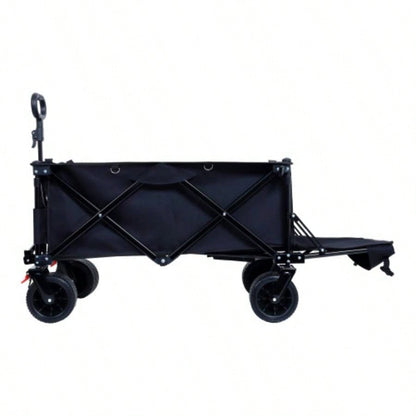 Foldable Wagon with Extended Tailgate, Waterproof Dustproof Resistant Wagon Rain Covers, Heavy Duty 400LBS, Large All - Terrain Beach Wheels