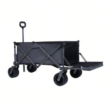 Foldable Wagon with Extended Tailgate, Waterproof Dustproof Resistant Wagon Rain Covers, Heavy Duty 400LBS, Large All - Terrain Beach Wheels