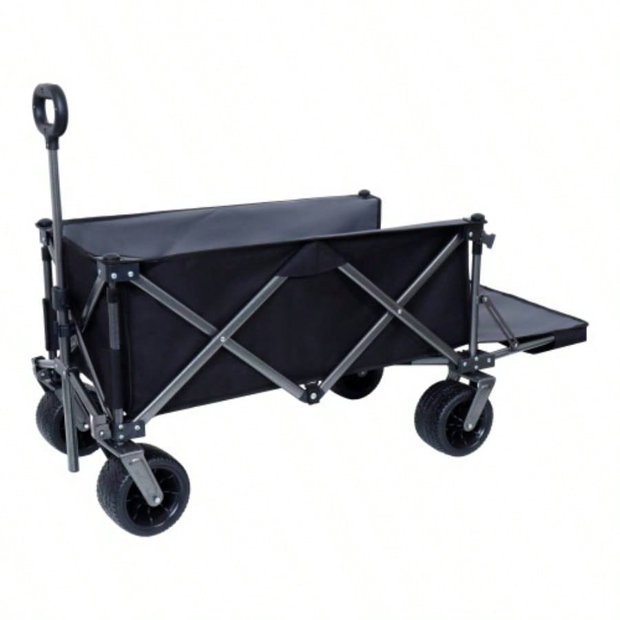 Foldable Wagon with Extended Tailgate, Waterproof Dustproof Resistant Wagon Rain Covers, Heavy Duty 400LBS, Large All - Terrain Beach Wheels