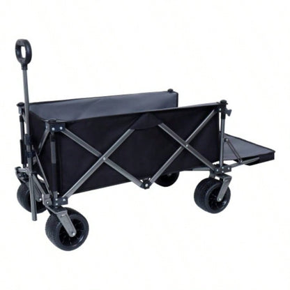 Foldable Wagon with Extended Tailgate, Waterproof Dustproof Resistant Wagon Rain Covers, Heavy Duty 400LBS, Large All - Terrain Beach Wheels