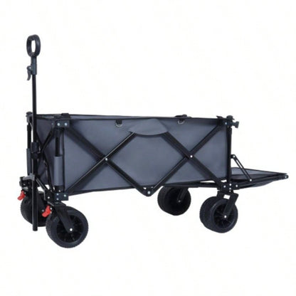 Foldable Wagon with Extended Tailgate, Waterproof Dustproof Resistant Wagon Rain Covers, Heavy Duty 400LBS, Large All - Terrain Beach Wheels