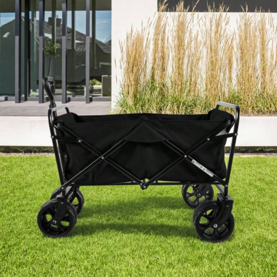 100L Collapsible Folding Beach Wagon Cart with 220Lbs Large Capacity, Wagons Carts Heavy Duty Foldable with Big Wheels Sand, Garden, Camping