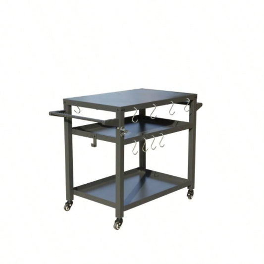 3 - Shelf Outdoor Grill Table, Grill Cart with Wheels, Outdoor Pizza Oven Table and Food Prep Table, Blackstone Table with Propane Hook, Grill Stand Blackstone Griddle Outside BBQ