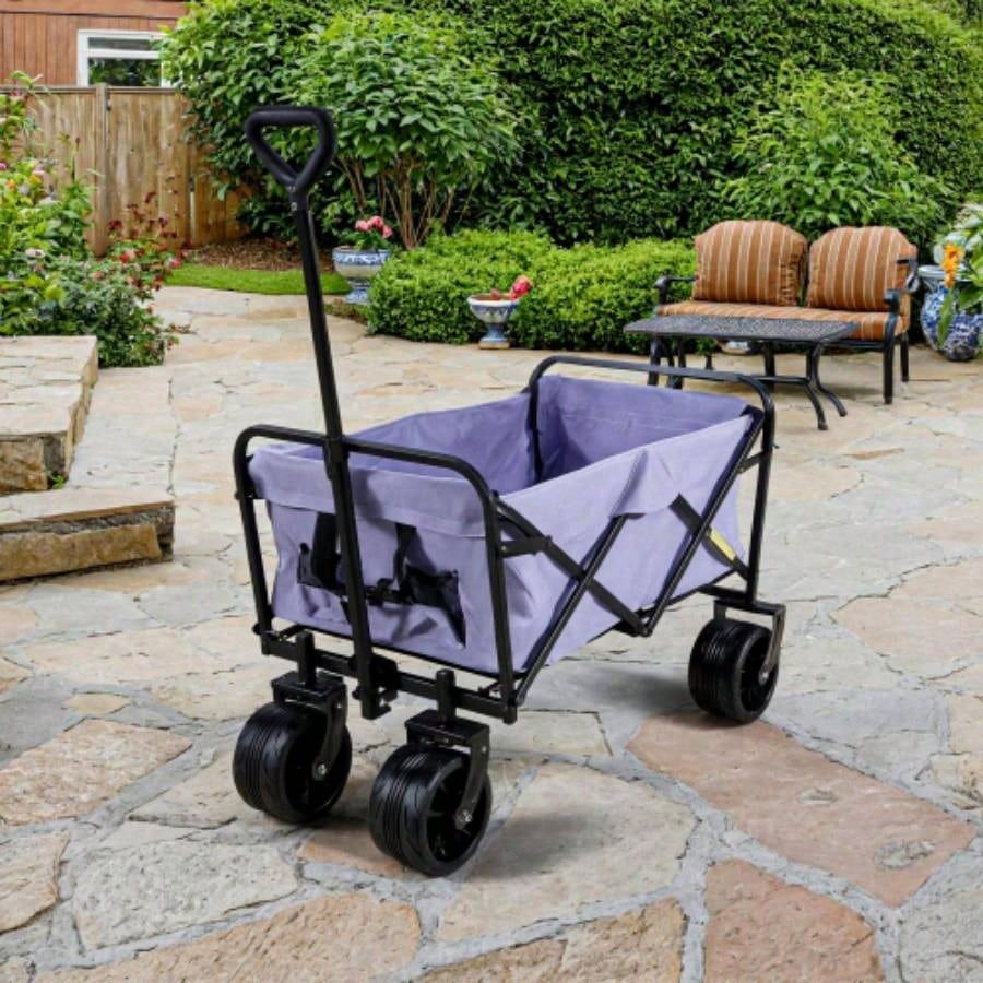 100L Collapsible Folding Beach Wagon Cart with 220Lbs Large Capacity, Wagons Carts Heavy Duty Foldable with Big Wheels Sand, Garden, Camping