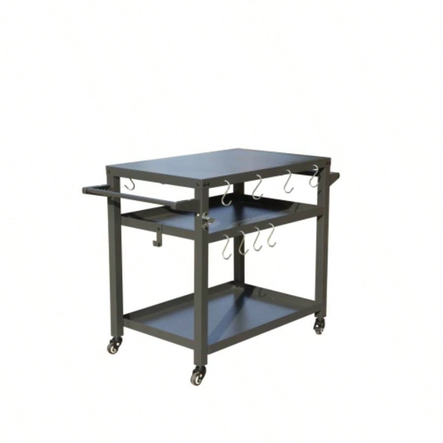 3 - Shelf Outdoor Grill Table, Grill Cart with Wheels, Outdoor Pizza Oven Table and Food Prep Table, Blackstone Table with Propane Hook, Grill Stand Blackstone Griddle Outside BBQ