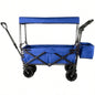 Large Collapsible Garden Cart with Removable Canopy, Folding Wagon Utility Carts with Wheels and Rear Storage, Wagon Cart Garden, Camping, Grocery Cart, Shopping Cart, Blue