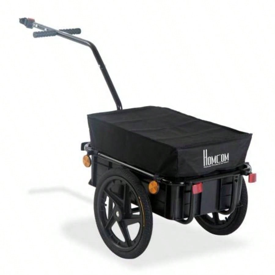 Aosom Cargo Trailer with Removable Box and Waterproof Cover, Bike Wagon Trailer with Two 16in Wheels