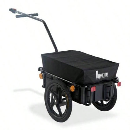 Aosom Cargo Trailer with Removable Box and Waterproof Cover, Bike Wagon Trailer with Two 16in Wheels
