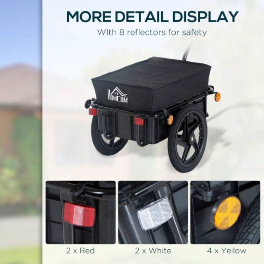 Aosom Cargo Trailer with Removable Box and Waterproof Cover, Bike Wagon Trailer with Two 16in Wheels