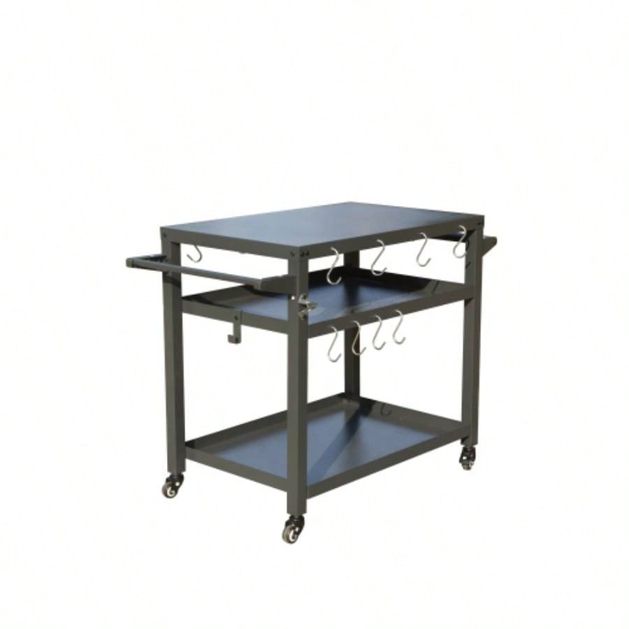 3 - Shelf Outdoor Grill Table, Grill Cart with Wheels, Outdoor Pizza Oven Table and Food Prep Table, Blackstone Table with Propane Hook, Grill Stand Blackstone Griddle Outside BBQ