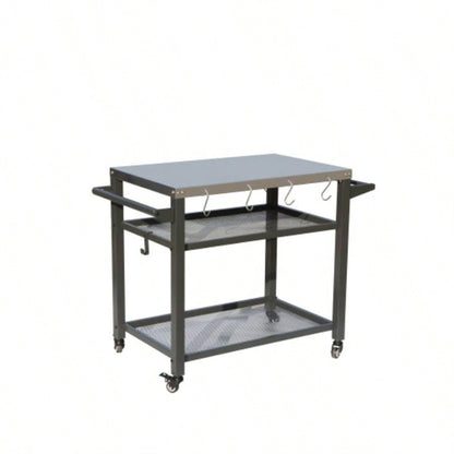 3 - Shelf Outdoor Grill Table, Grill Cart with Wheels, Outdoor Pizza Oven Table and Food Prep Table, Blackstone Table with Propane Hook, Grill Stand Blackstone Griddle Outside BBQ