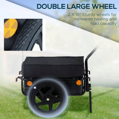 Aosom Cargo Trailer with Removable Box and Waterproof Cover, Bike Wagon Trailer with Two 16in Wheels