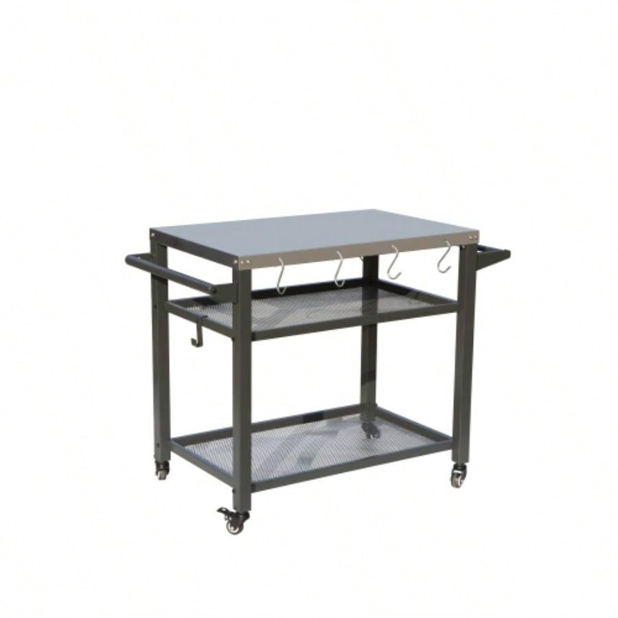 3 - Shelf Outdoor Grill Table, Grill Cart with Wheels, Outdoor Pizza Oven Table and Food Prep Table, Blackstone Table with Propane Hook, Grill Stand Blackstone Griddle Outside BBQ