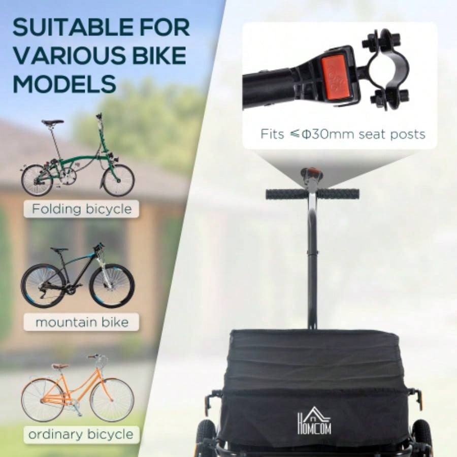 Aosom Cargo Trailer with Removable Box and Waterproof Cover, Bike Wagon Trailer with Two 16in Wheels