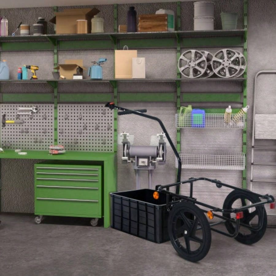 Aosom Cargo Trailer with Removable Box and Waterproof Cover, Bike Wagon Trailer with Two 16in Wheels