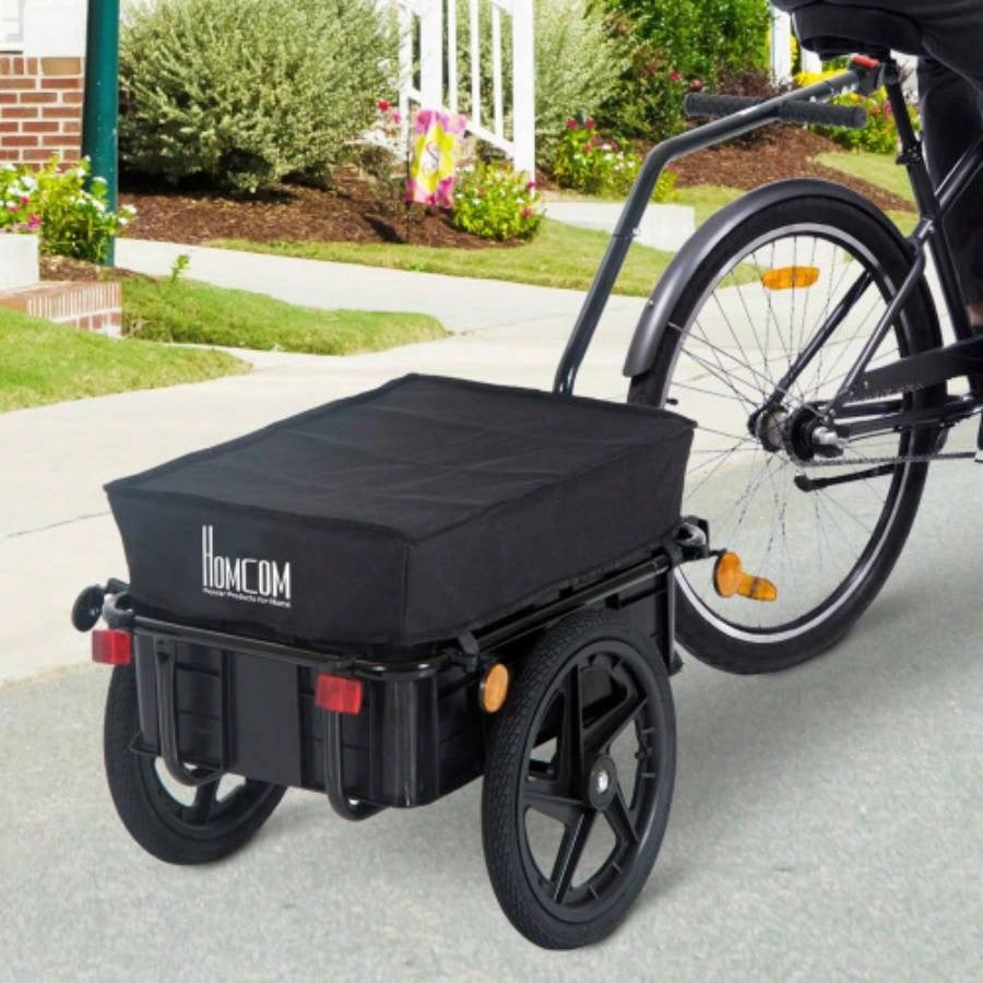 Aosom Cargo Trailer with Removable Box and Waterproof Cover, Bike Wagon Trailer with Two 16in Wheels