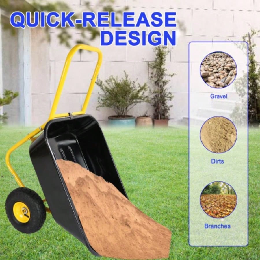 Two - wheeled barrow, garden cart, 10 - inch pneumatic wheelsYellow+ Black
