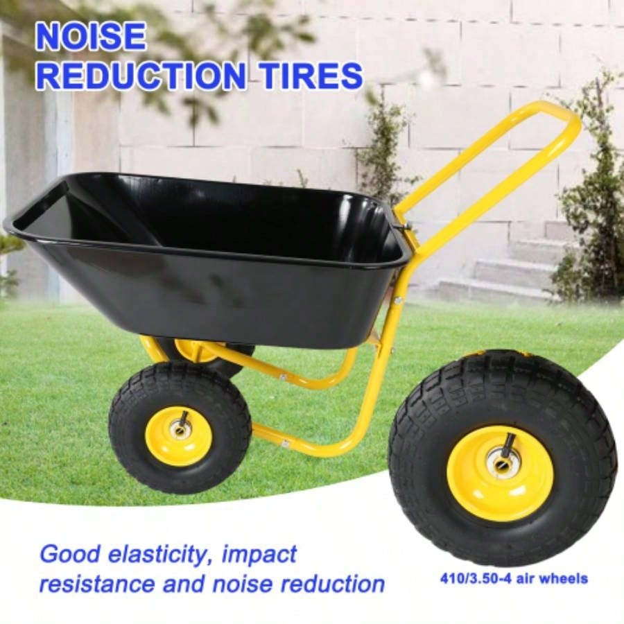 Two - wheeled barrow, garden cart, 10 - inch pneumatic wheelsYellow+ Black