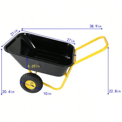 Two - wheeled barrow, garden cart, 10 - inch pneumatic wheelsYellow+ Black