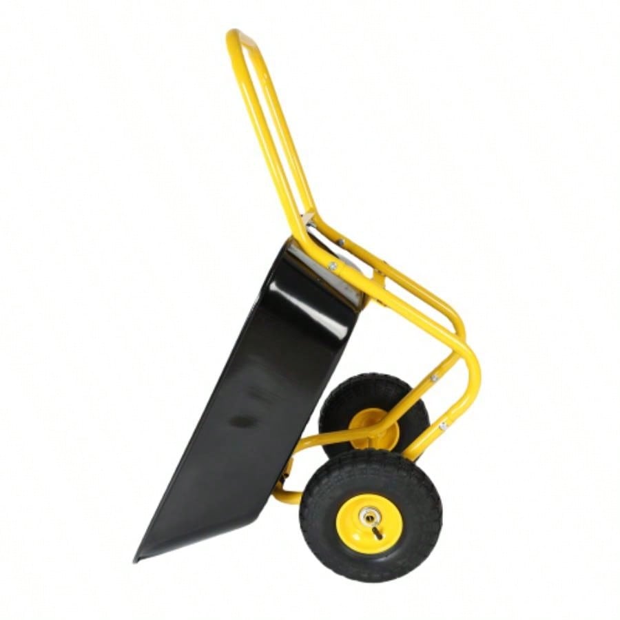 Two - wheeled barrow, garden cart, 10 - inch pneumatic wheelsYellow+ Black