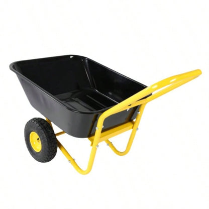 Two - wheeled barrow, garden cart, 10 - inch pneumatic wheelsYellow+ Black
