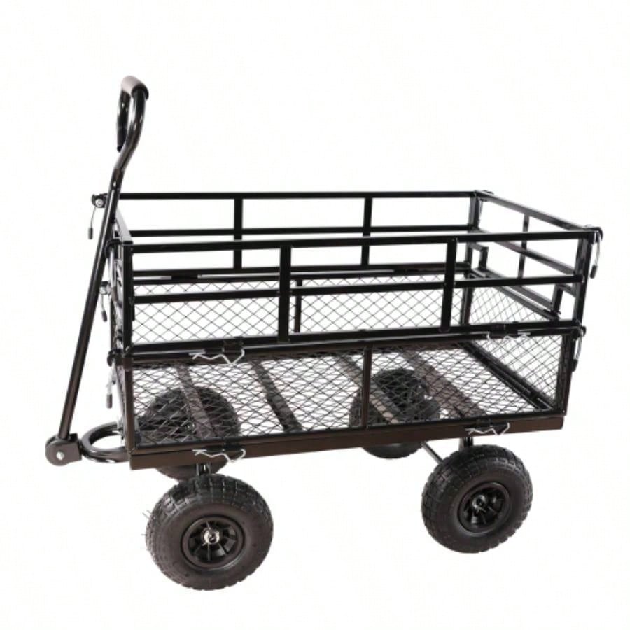 Black double fence utility cart Wagon Cart Garden cart trucks make it easier to transport firewood