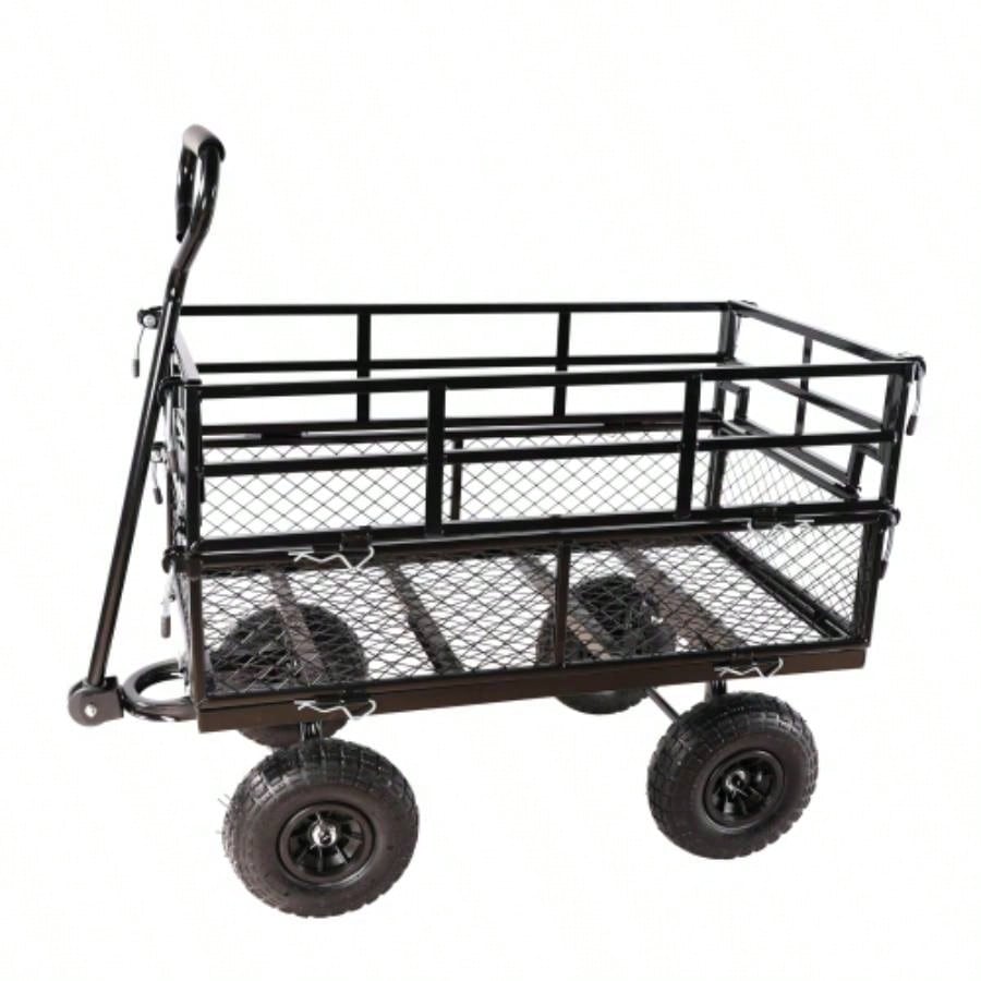 Black double fence utility cart Wagon Cart Garden cart trucks make it easier to transport firewood
