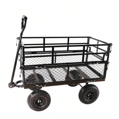 Black double fence utility cart Wagon Cart Garden cart trucks make it easier to transport firewood