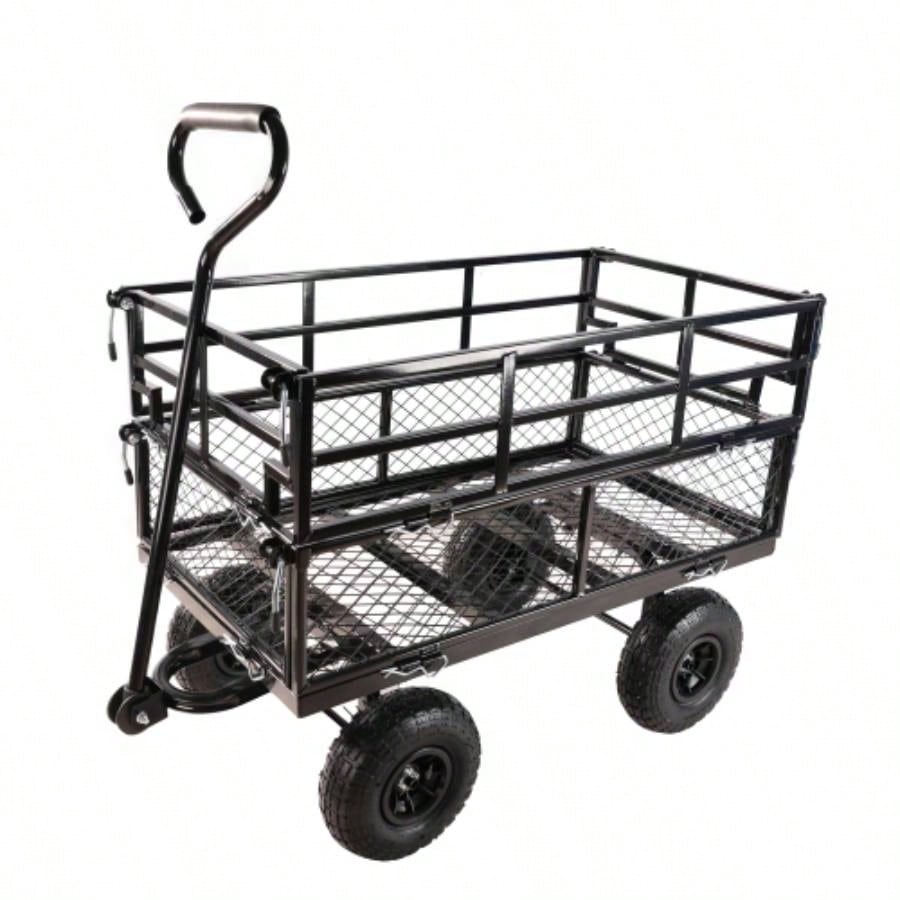 Black double fence utility cart Wagon Cart Garden cart trucks make it easier to transport firewood