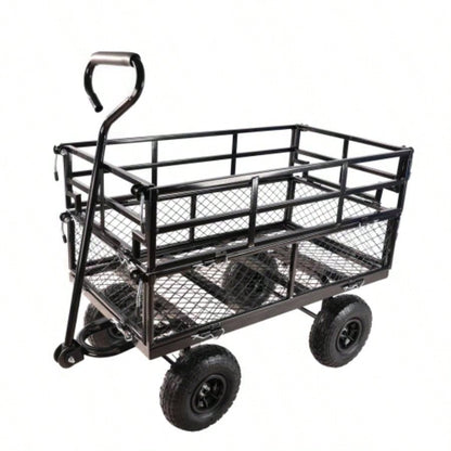 Black double fence utility cart Wagon Cart Garden cart trucks make it easier to transport firewood