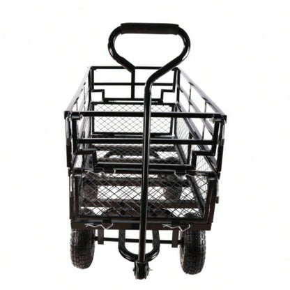 Black double fence utility cart Wagon Cart Garden cart trucks make it easier to transport firewood