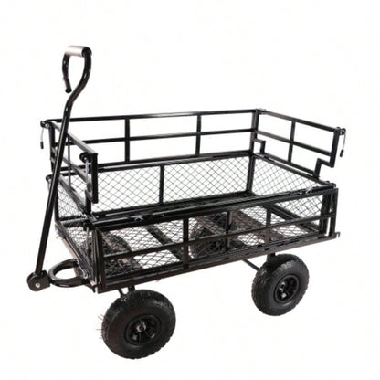 Black double fence utility cart Wagon Cart Garden cart trucks make it easier to transport firewood