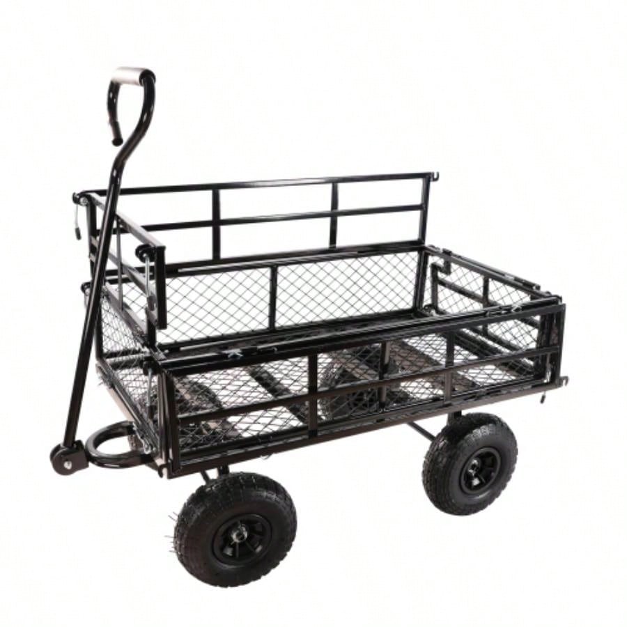 Black double fence utility cart Wagon Cart Garden cart trucks make it easier to transport firewood
