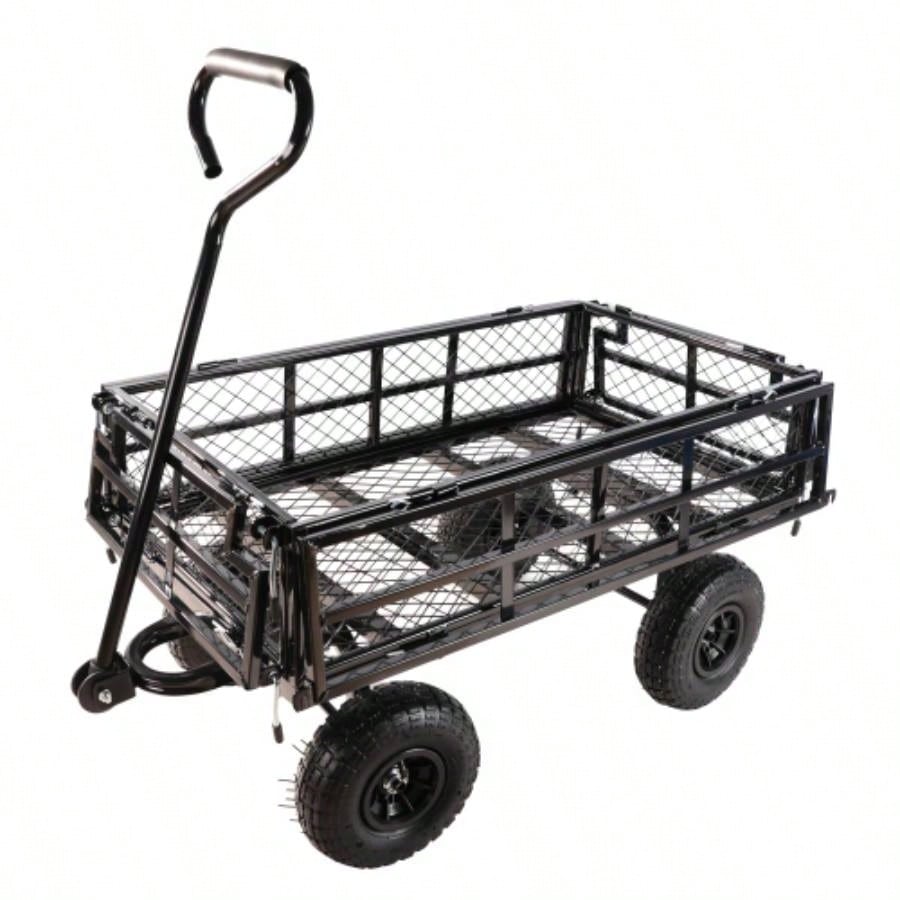 Black double fence utility cart Wagon Cart Garden cart trucks make it easier to transport firewood