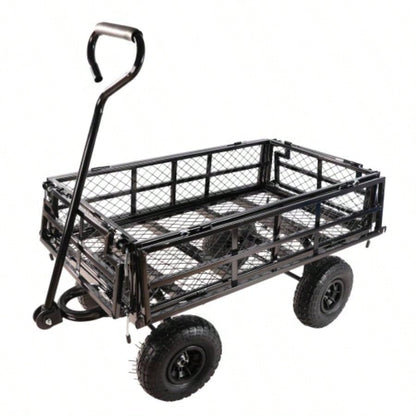 Black double fence utility cart Wagon Cart Garden cart trucks make it easier to transport firewood
