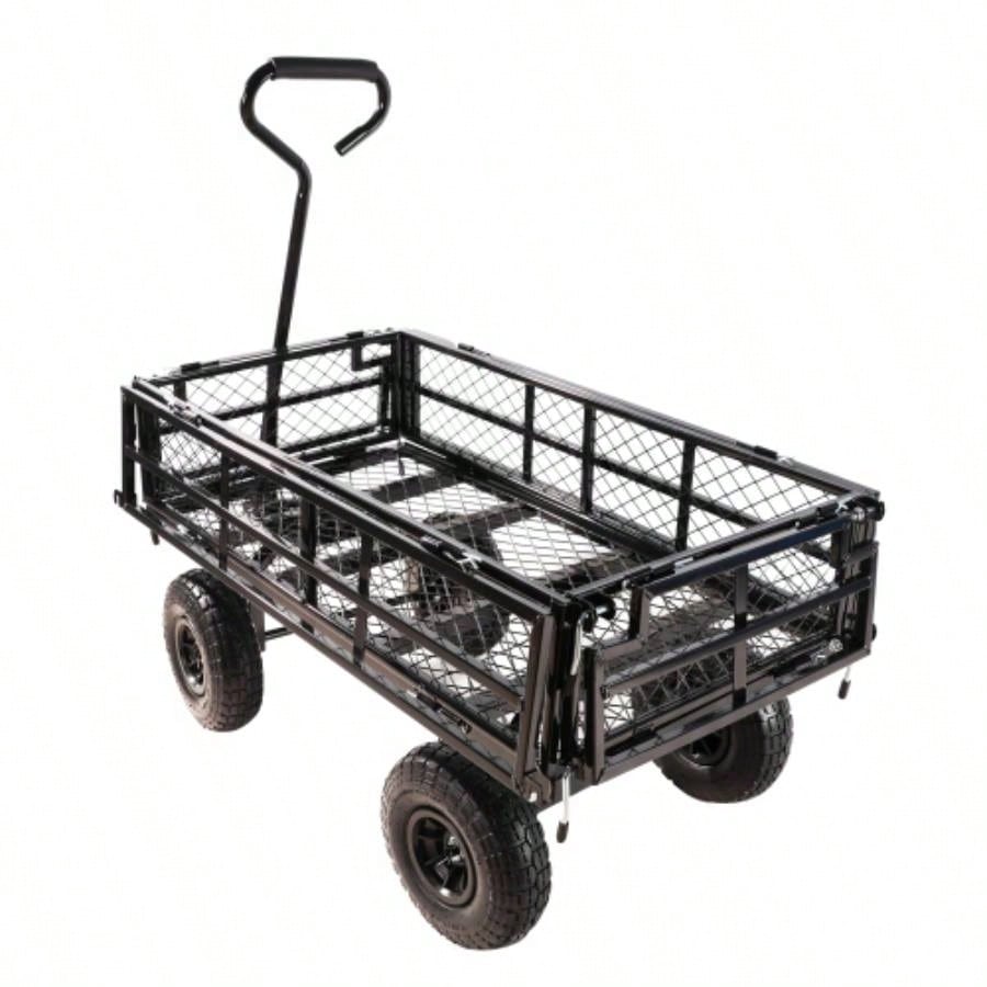 Black double fence utility cart Wagon Cart Garden cart trucks make it easier to transport firewood